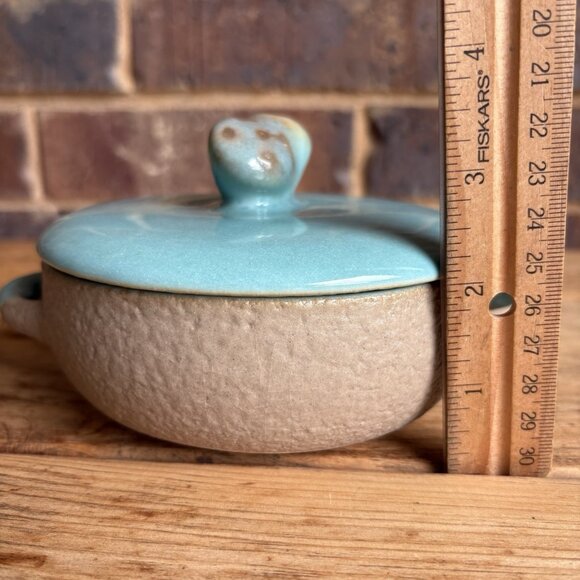 Aqua Taupe Winfield Pottery Covered Soup Chili Casserole Dish Pasadena READ - Picture 16 of 16